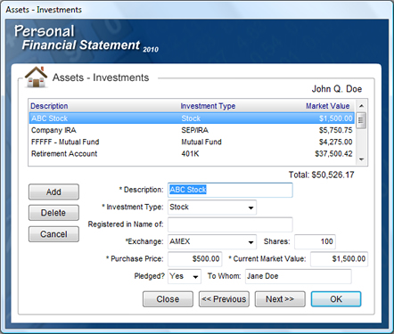 Personal Financial Statement Software