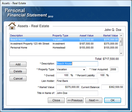 Personal Financial Statement Software