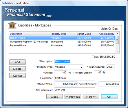 Personal Financial Statement Software