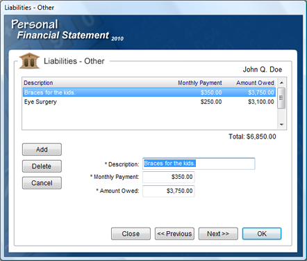 Personal Financial Statement Software