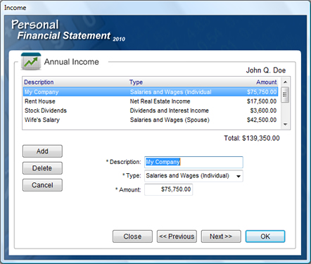 Personal Financial Statement Software